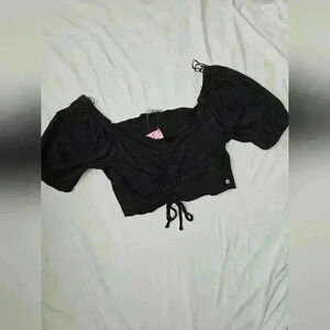 Flirty Ruched Cotton Gauze Crop Top